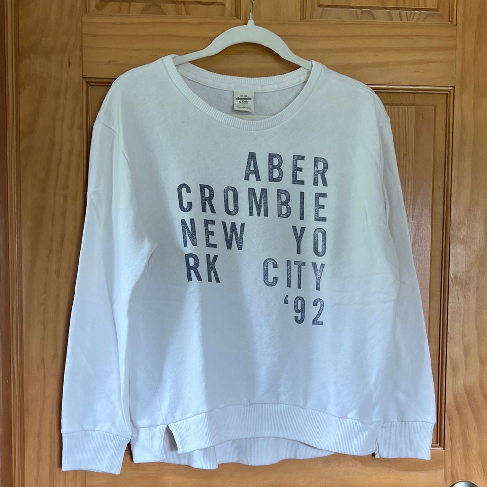 Abercrombie & Fitch White Crew Neck Sweater